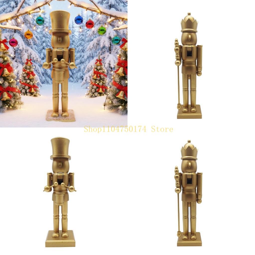 Nutcracker Figurine - ホリデーギャザリングデコレーション、ゴールド木製くるみ割り人形兵士の置物、自立型サイドボード、棚、またはマントルピース用トップセール