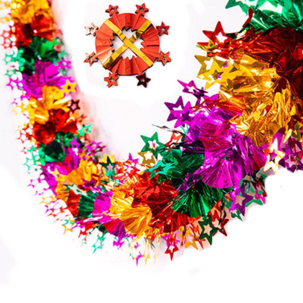 Tinsel Garland Decoration - 3DクリスマスフォイルガーランドDIYツイストガーランドクリスマスツリーデコレーションカラフルで柔軟な光沢のあるメタリックフォイルデコレーション