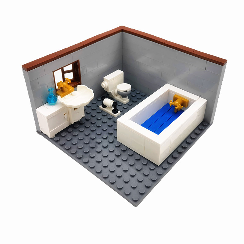 Lego Set Creator - 互換性のあるクラシックシティブロックハウス家具 MOC 子供のための DIY おもちゃ浴室トイレ洗面台トイレクローゼットビルディングレンガ