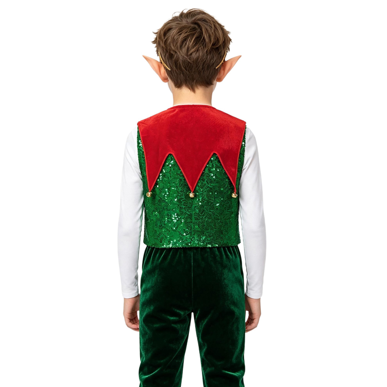 ユニセックスキッズクリスマスエルフベスト 不規則なベルベット - Elf Costume Christmas のレビューと価格