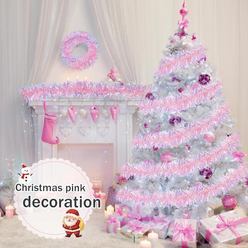 1/3/5個入り 2M ピンク クリスマスティンセルガーラン - Tinsel Garland Decoration のレビューと価格