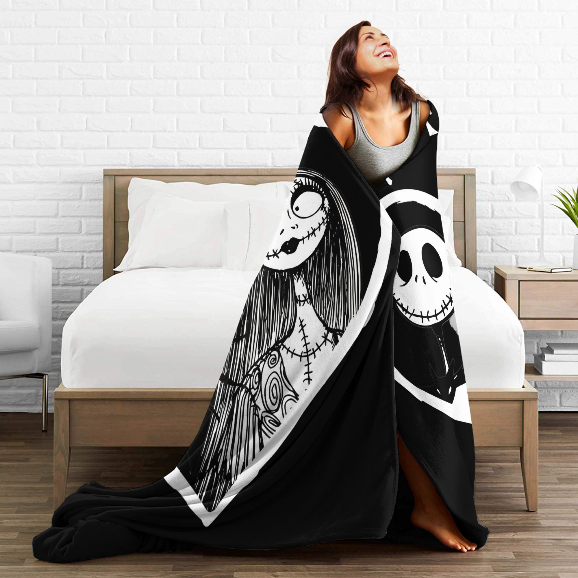 ジャック・スケリントン Together Forever ナ - Christmas Throw Blanket のレビューと価格