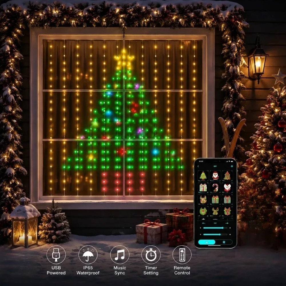 LEDピクセルカーテンライト Bluetoothアプリ制御  - Led Fairy String Lights のレビューと価格
