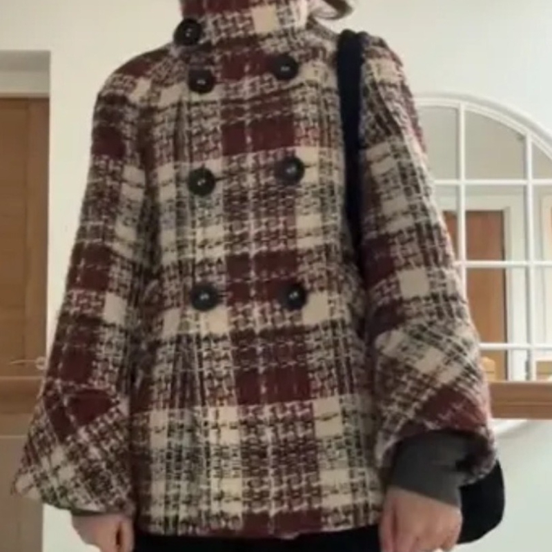 暖かいチェック柄タートルネックショルダーストレートコート女性 - Christmas Throw Blanket のレビューと価格